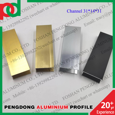La ventana de aluminio perfila el color oro plata brillante modificado para requisitos particulares del canal U