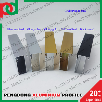 Uso popular en los perfiles de aluminio de los armarios de cocina de Libia brillantes o plata anodizada y oro y negro cubiertos