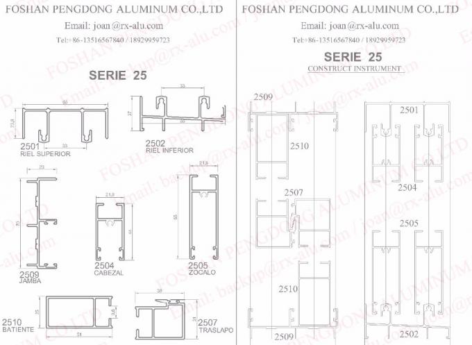 Fabricante de aluminio anodizado negro To Chile Bolivia Perú del perfil de la ventana