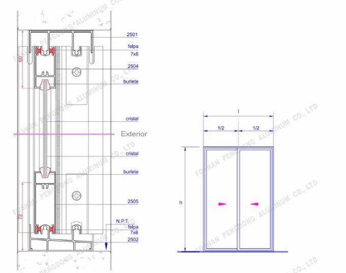 Perfil de aluminio de la buena de la venta de la fábrica serie de Chile para la ventana y la puerta