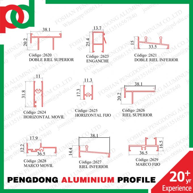 Perfiles de aluminio económicos 2020 de la ventana de desplazamiento
