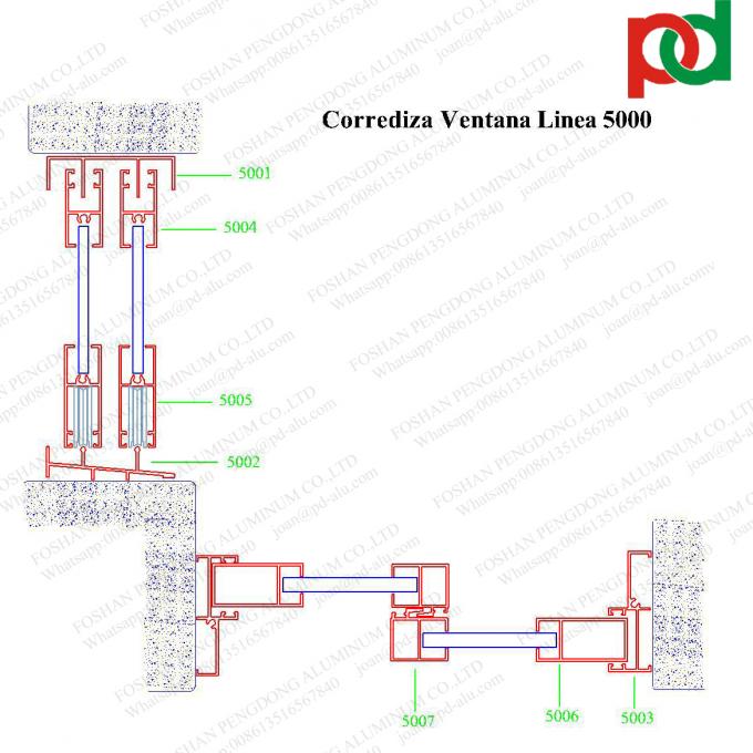 Exportación de aluminio de los perfiles 6063T5 a Chile y a Bolivia Linea 5000